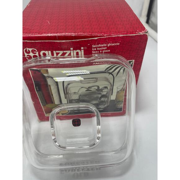 Retro 80's Lucite Cube Ice Bucket Pozzi Guzzini Amanda with Original Tongs - Picture 7 of 10